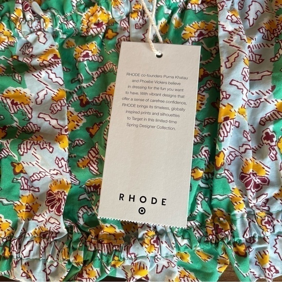 NWT RHODE x Target whimsical Green floral spaghetti Top crop size XXL - Picture 9 of 14